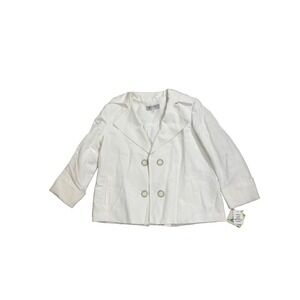 Kasper Women's Faux Double Breasted Linen Lined Jacket with Cuff Sleeves Sz 4